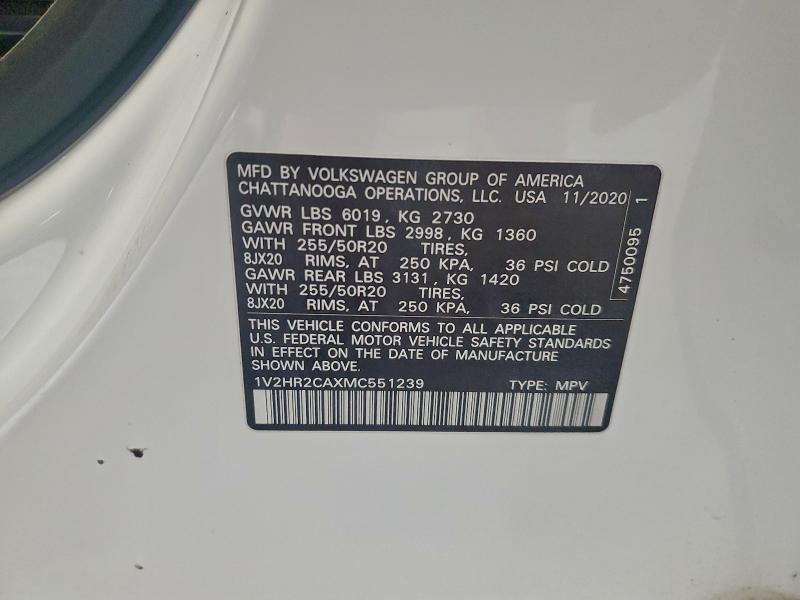 2021 VOLKSWAGEN ATLAS SE #3301820414