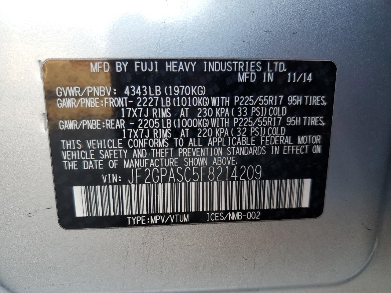 SUBARU XV SPORT LIMITED