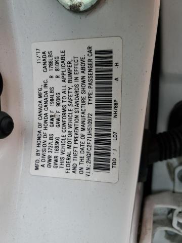 2018 HONDA CIVIC EX - 2HGFC2F71JH510972