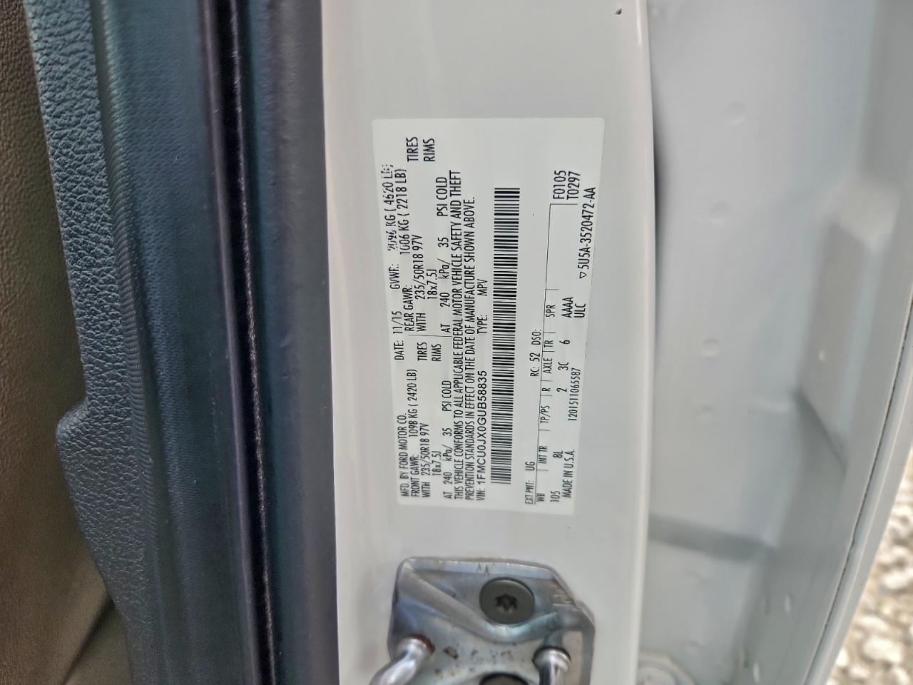 Lot #3297025360 2016 FORD ESCAPE TIT