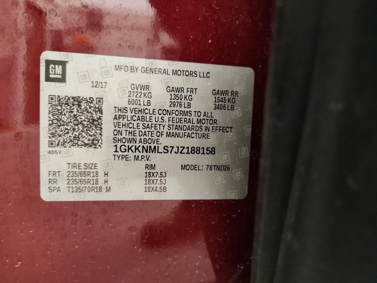 Lot #3317777077 2018 GMC ACADIA SLT