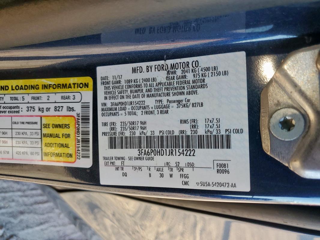 2018 FORD FUSION SE #3292288266