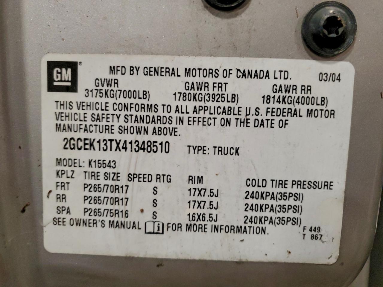 Lot #3302773366 2004 CHEVROLET SILVERADO