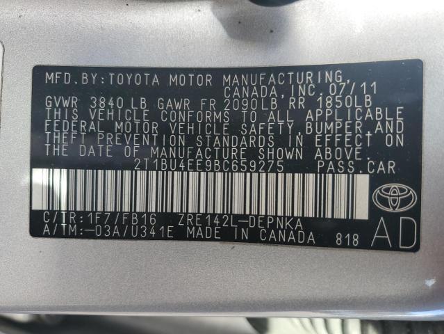 2011 TOYOTA COROLLA BA #3282340308