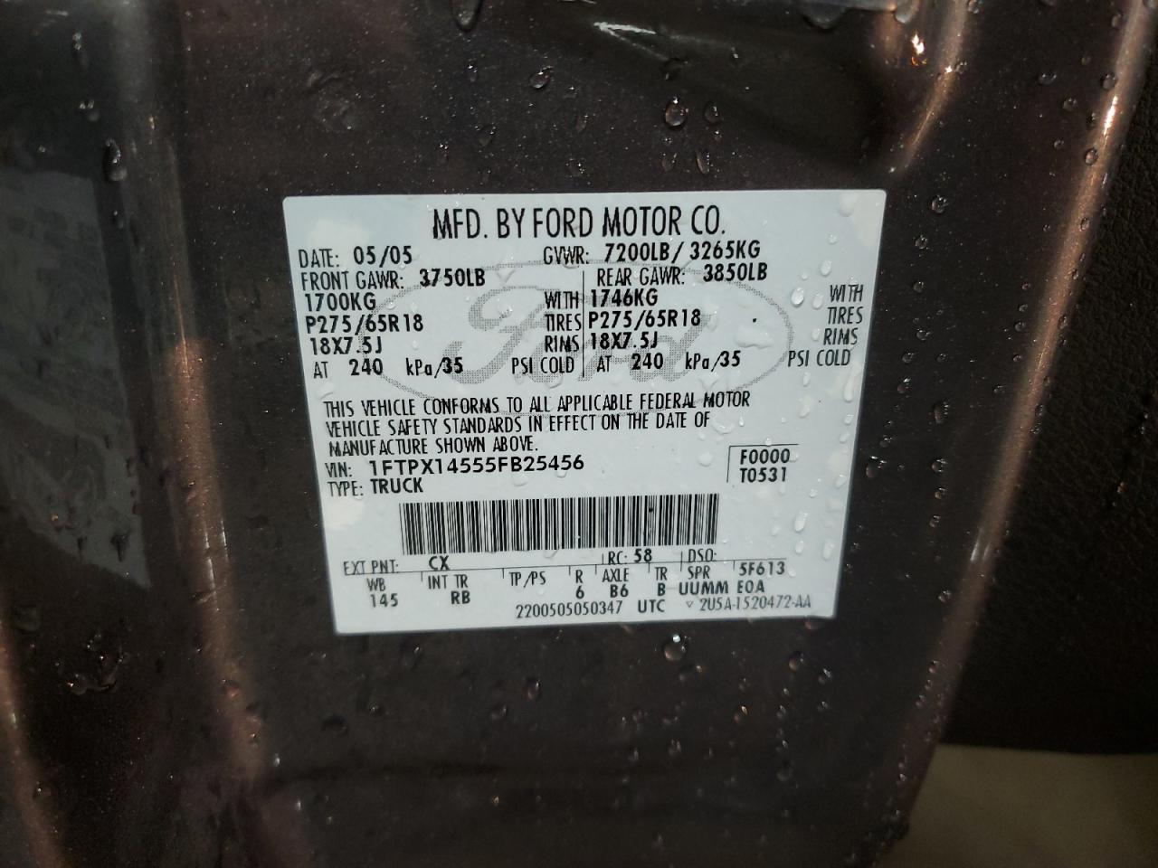 Lot #3286703308 2005 FORD F150