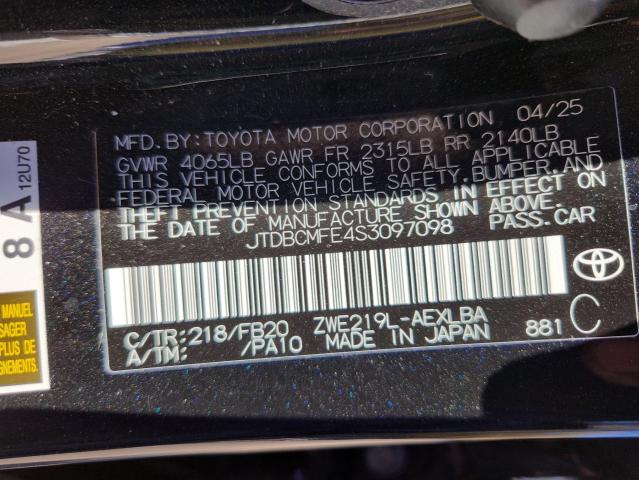 2025 TOYOTA COROLLA LE #3297101500