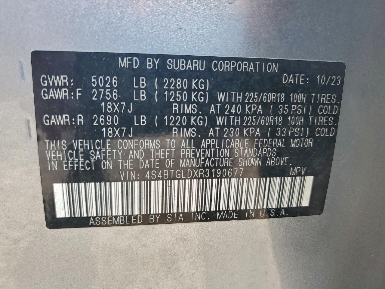 SUBARU OUTBACK ONYX EDITION XT