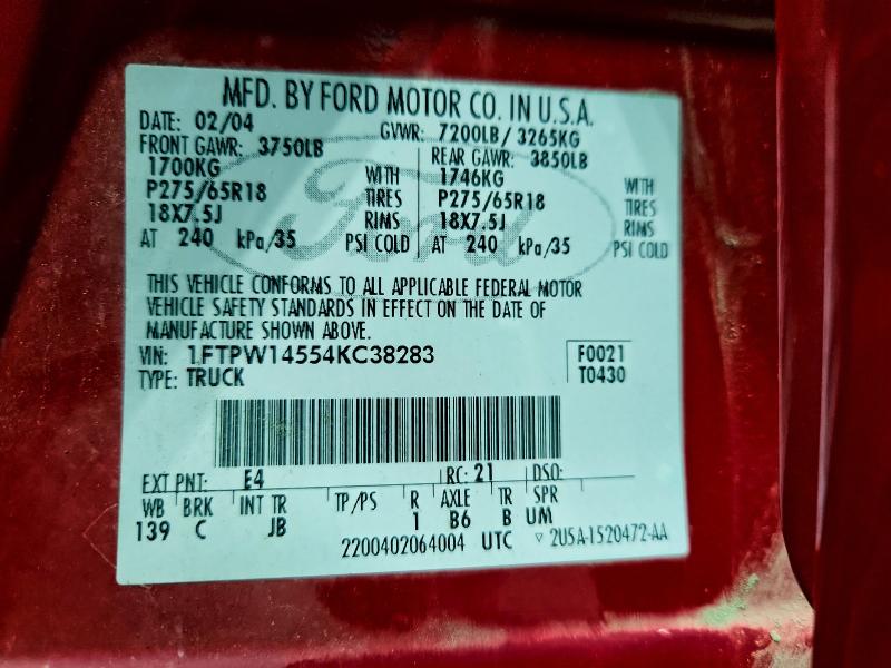 2004 FORD F150 SUPER #3296901847