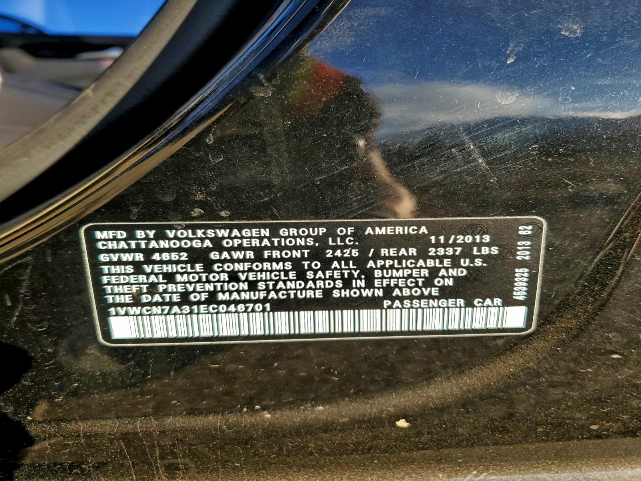 Lot #3315957080 2014 VOLKSWAGEN PASSAT SEL