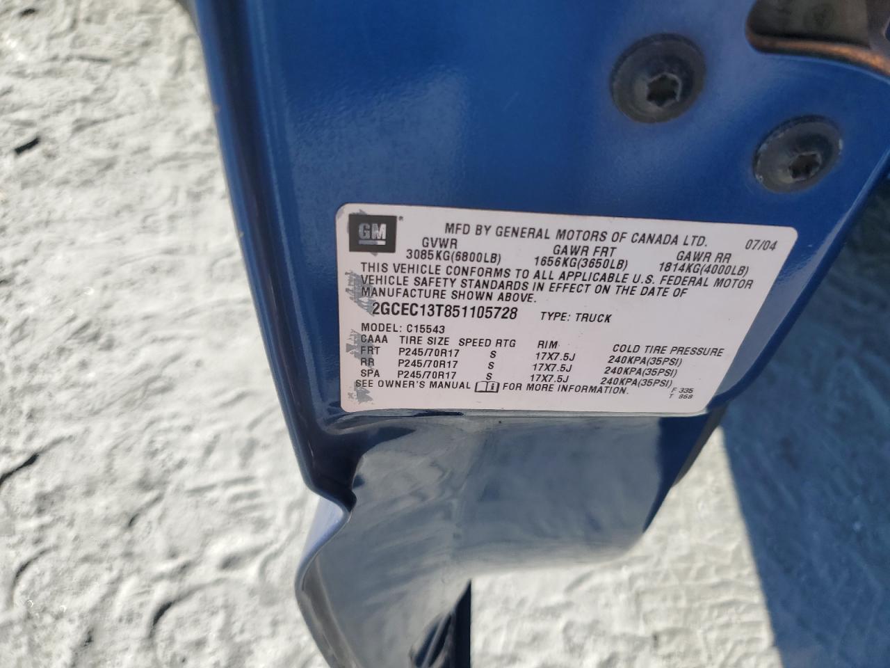 Lot #3280527151 2005 CHEVROLET SILVERADO