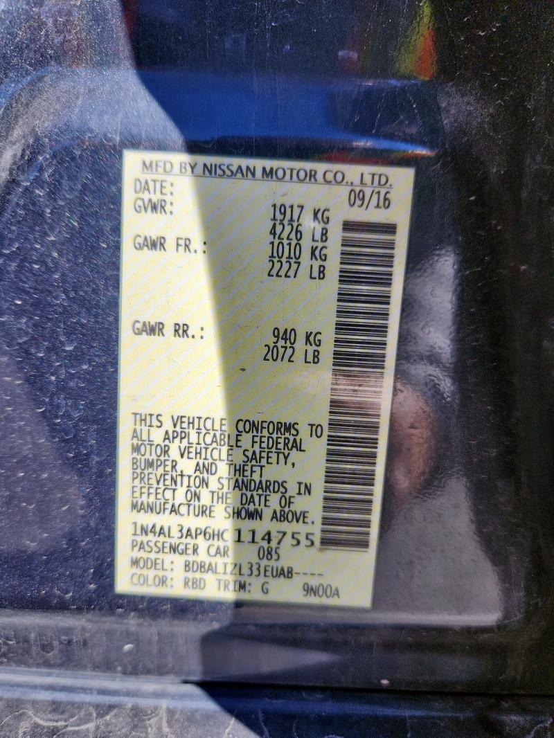 2017 NISSAN ALTIMA 2.5 #3293460431