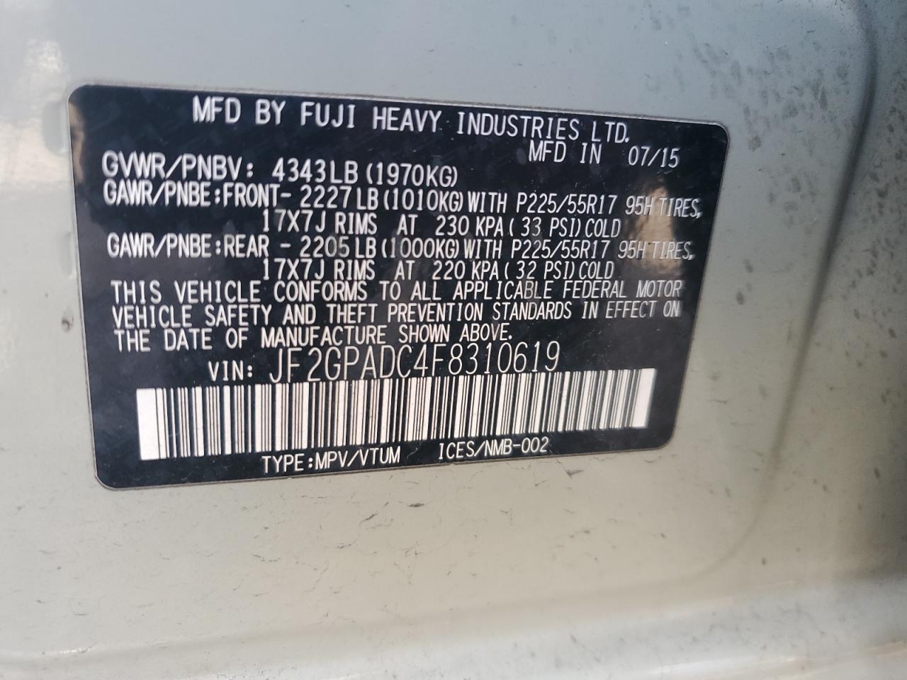 SUBARU XV 2.0 PREMIUM