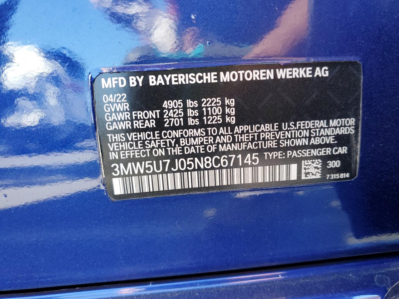 Lot #3309608565 2022 BMW M340I