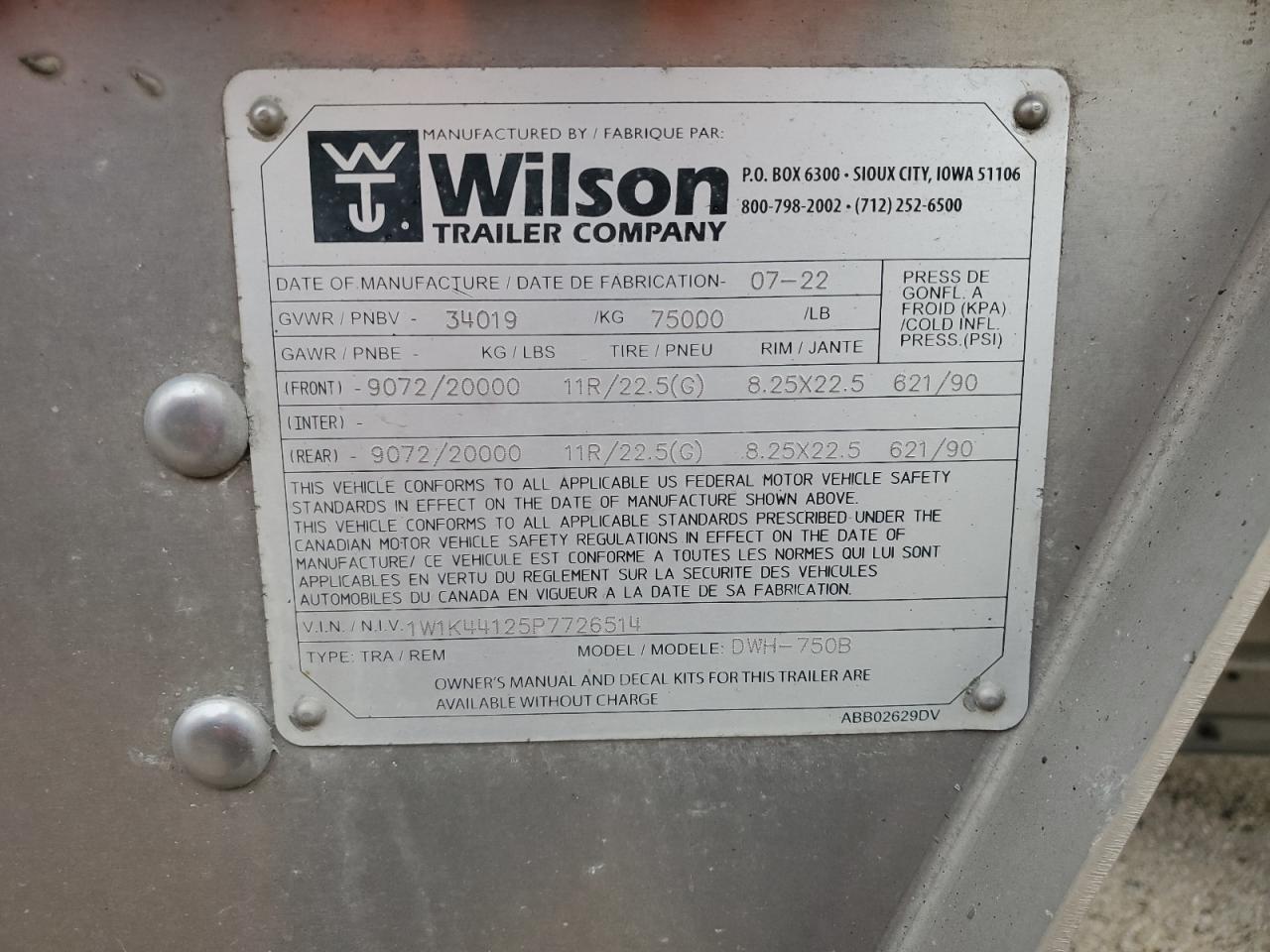 Lot #3303705042 2023 WILSON TRAILER UNKNOWN