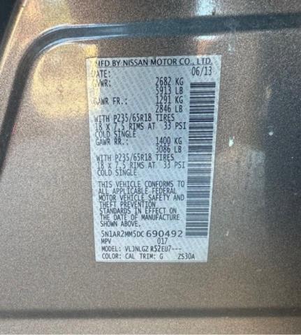 2013 NISSAN PATHFINDER - 5N1AR2MM5DC690492