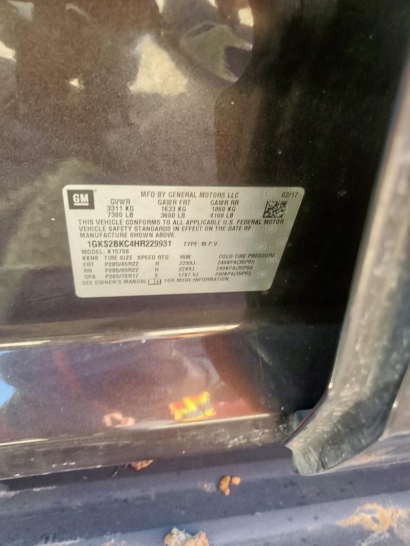 2017 GMC YUKON SLT - 1GKS2BKC4HR229931