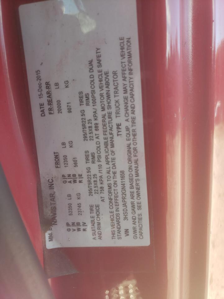 Lot #3291381136 2016 INTERNATIONAL PROSTAR