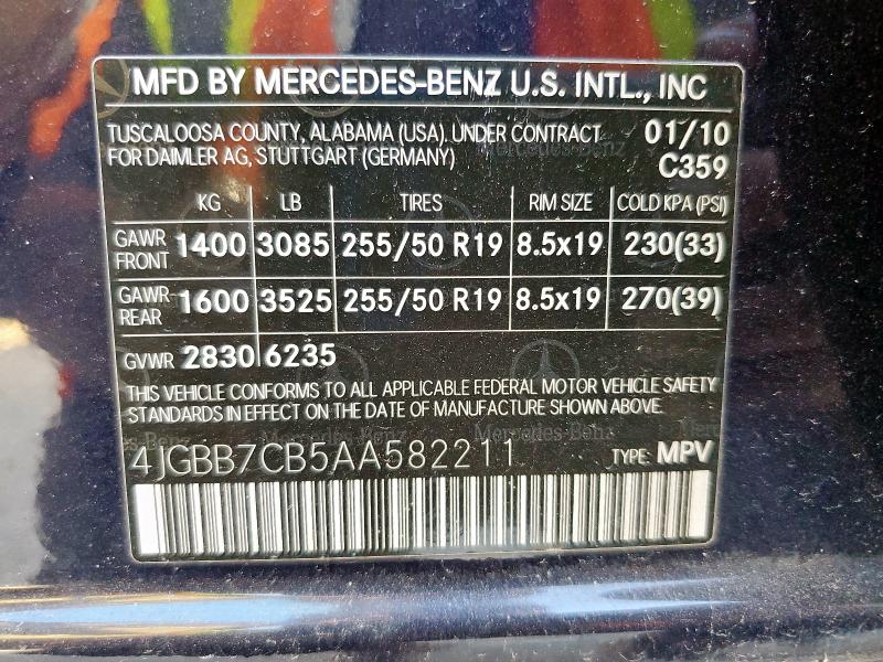 2010 MERCEDES-BENZ ML 550 4MA #3301714376