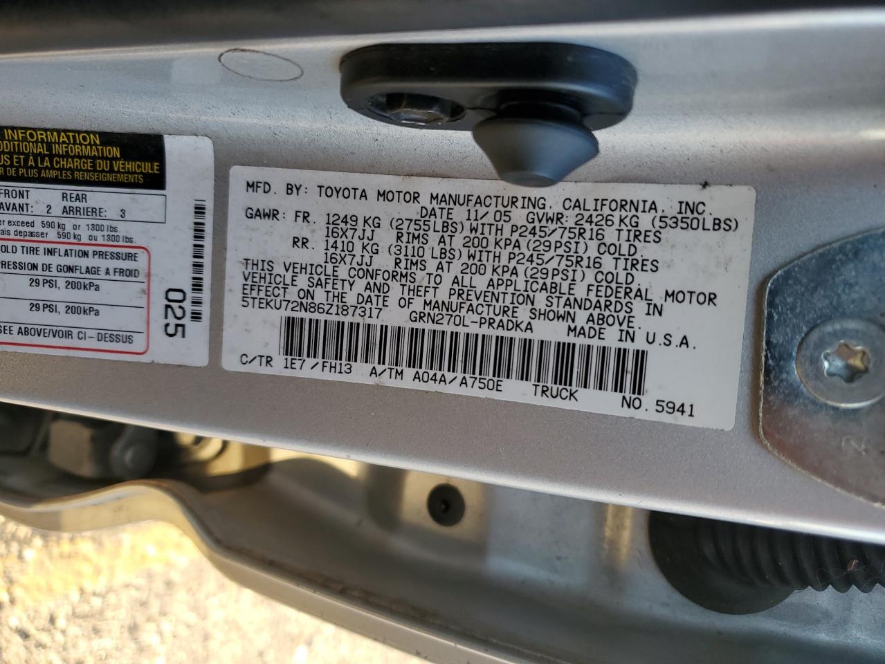 Lot #3280469152 2006 TOYOTA TACOMA DOU