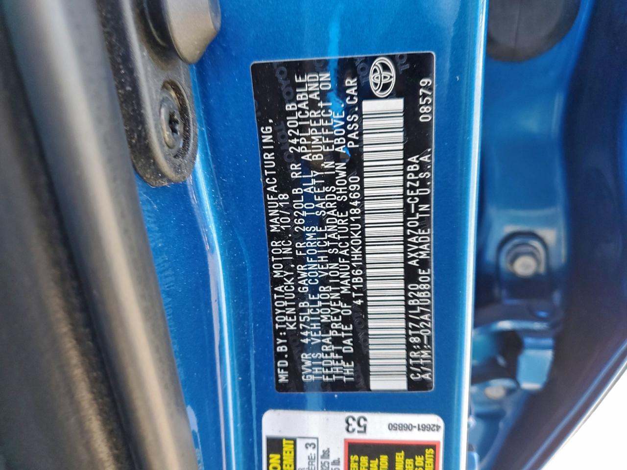 Lot #3312857097 2019 TOYOTA CAMRY XSE