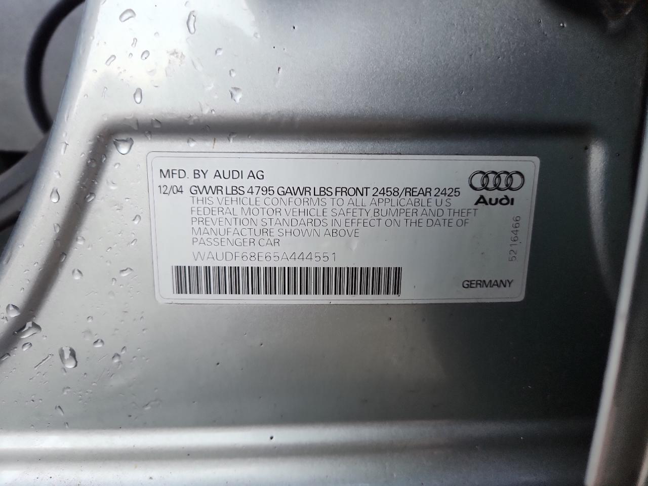 Lot #3311756728 2005 AUDI A4 2.0T QU