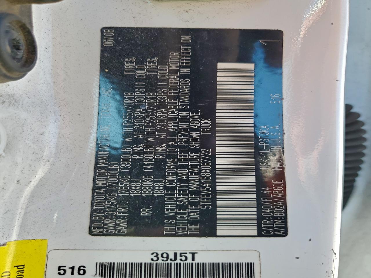 Lot #3297154486 2008 TOYOTA TUNDRA CRE