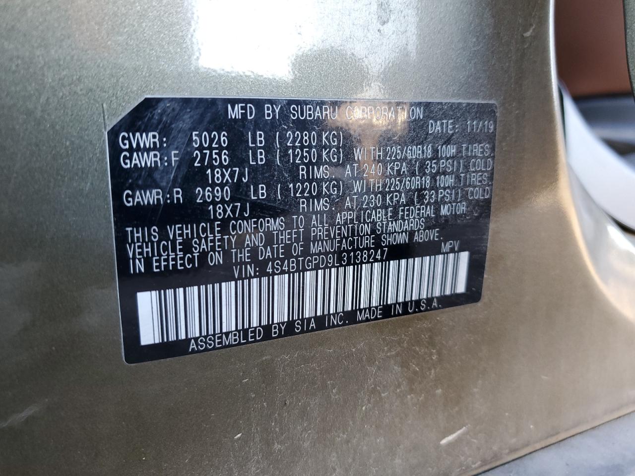 SUBARU OUTBACK TOURING LDL