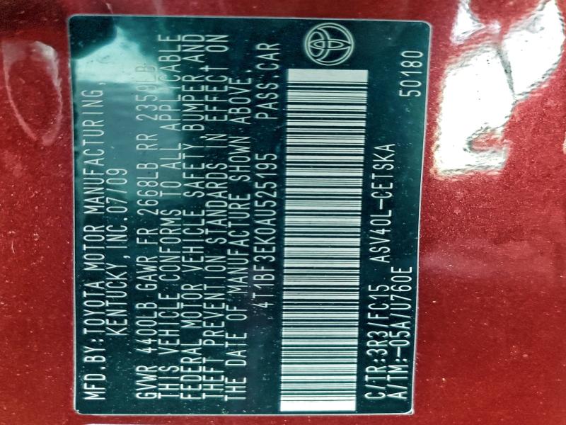 2010 TOYOTA CAMRY BASE #3297147566