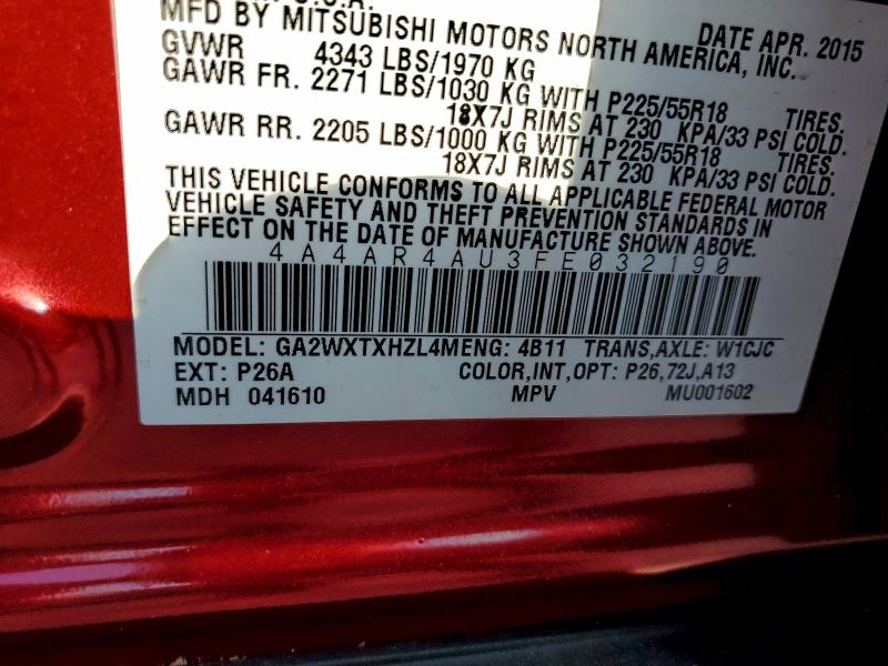 2015 MITSUBISHI OUTLANDER #3311469245