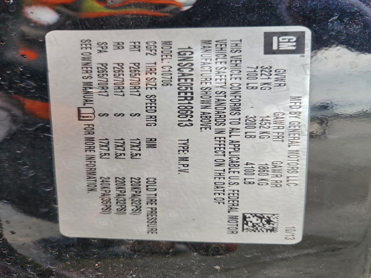 Lot #3311611224 2014 CHEVROLET TAHOE C150