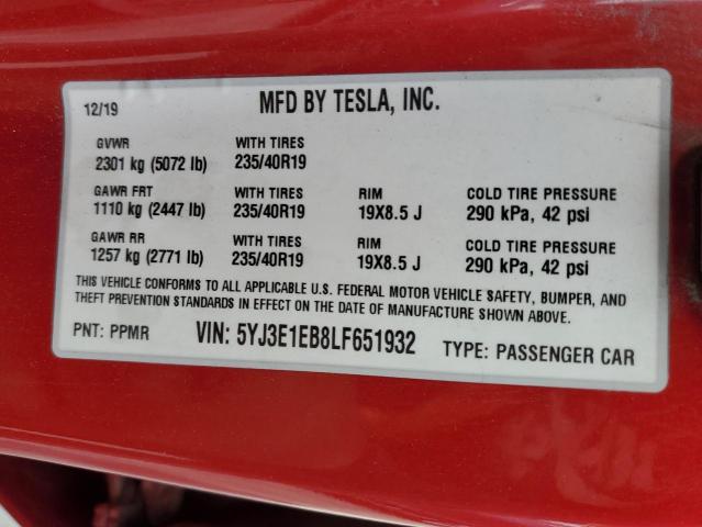 2020 TESLA MODEL 3 #3309773834