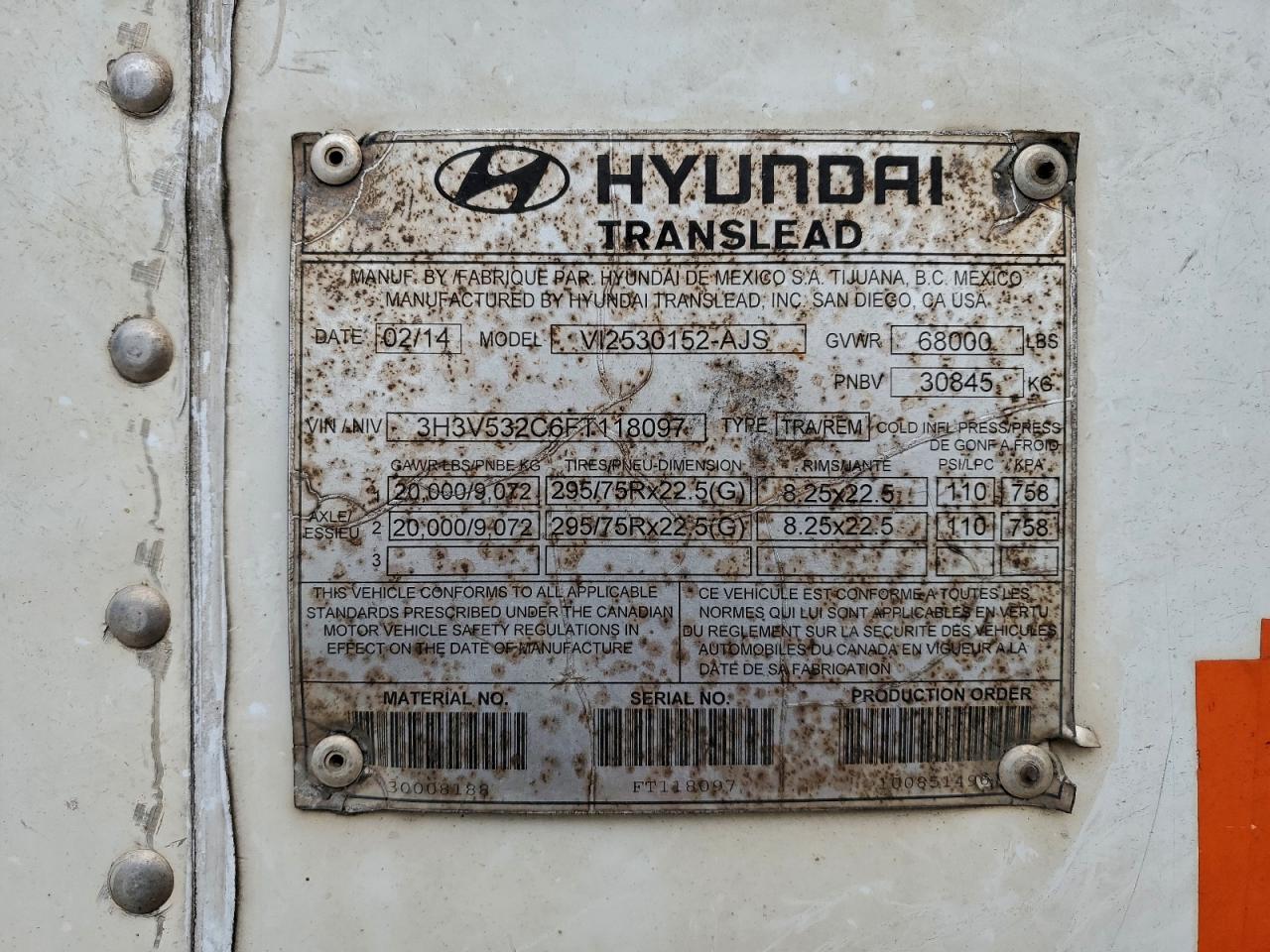 Lot #3309255616 2015 HYTR 3H3