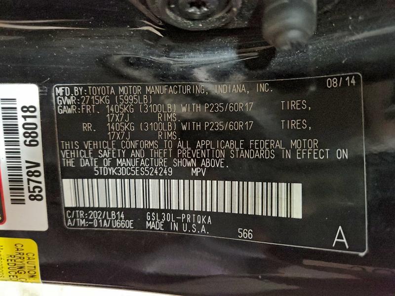 2014 TOYOTA SIENNA XLE #3298159279