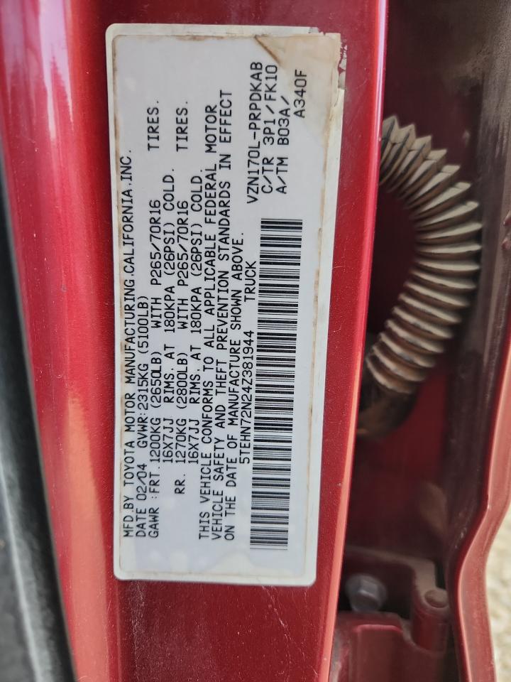 Lot #3287636030 2004 TOYOTA TACOMA DOU