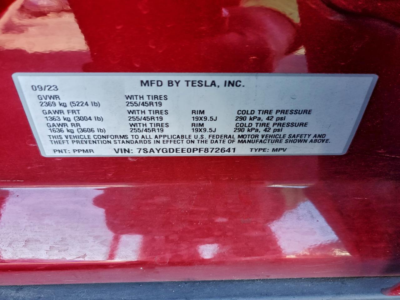 Lot #3309711855 2023 TESLA MODEL Y