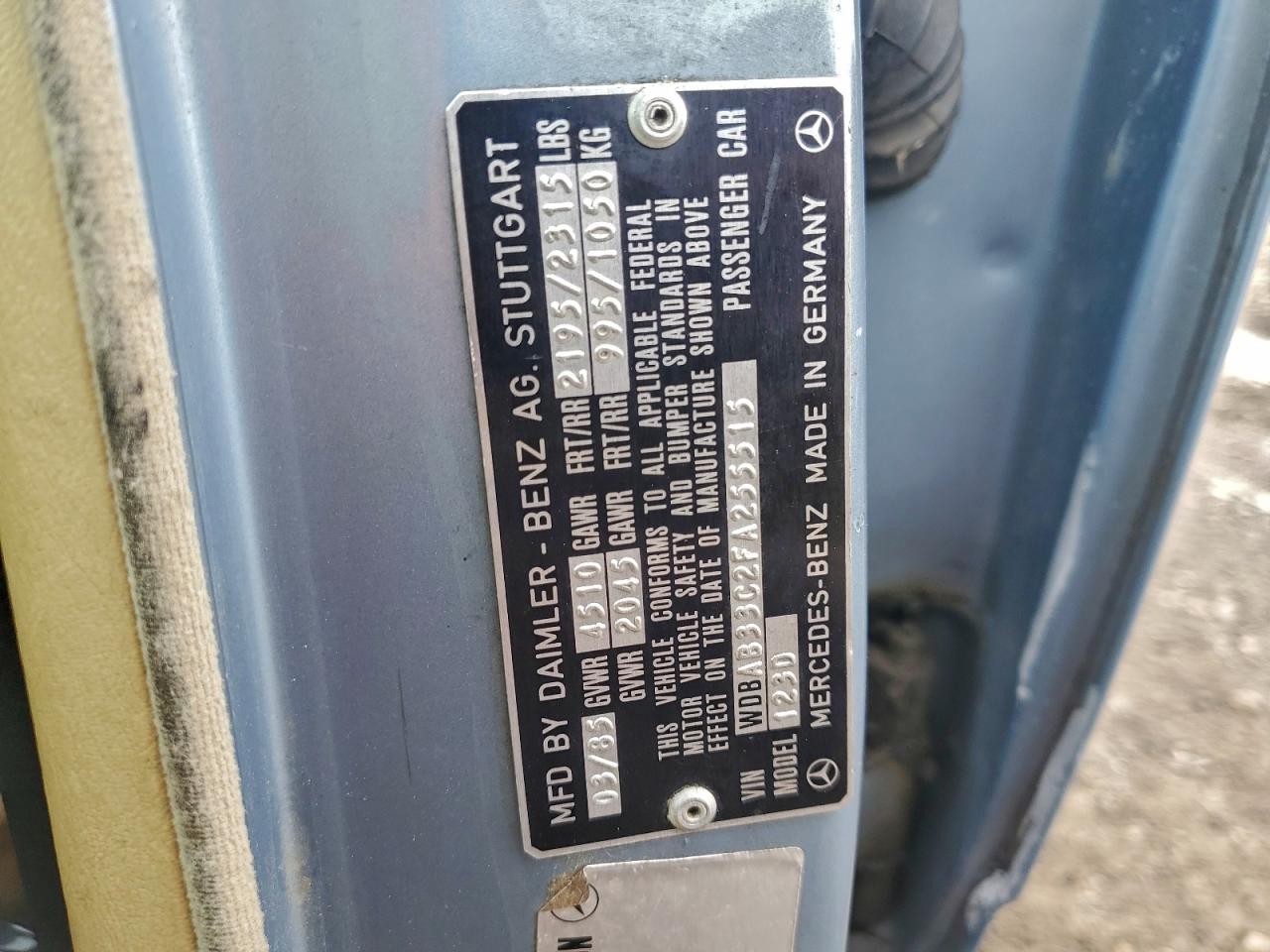 Lot #3302911071 1985 MERCEDES-BENZ 300 DT