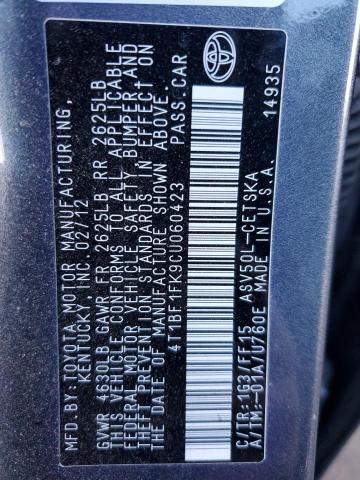 2012 TOYOTA CAMRY BASE #3291725259