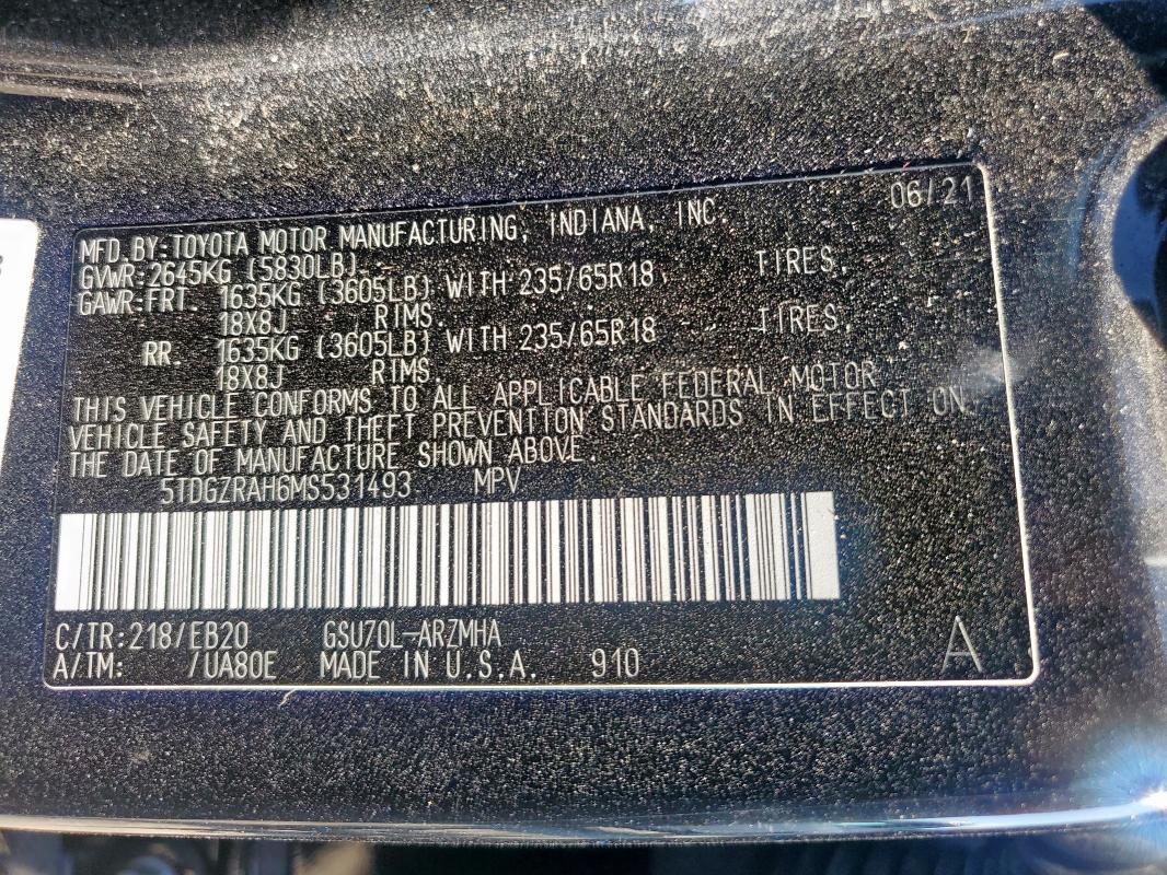 2021 TOYOTA HIGHLANDER #3303981716