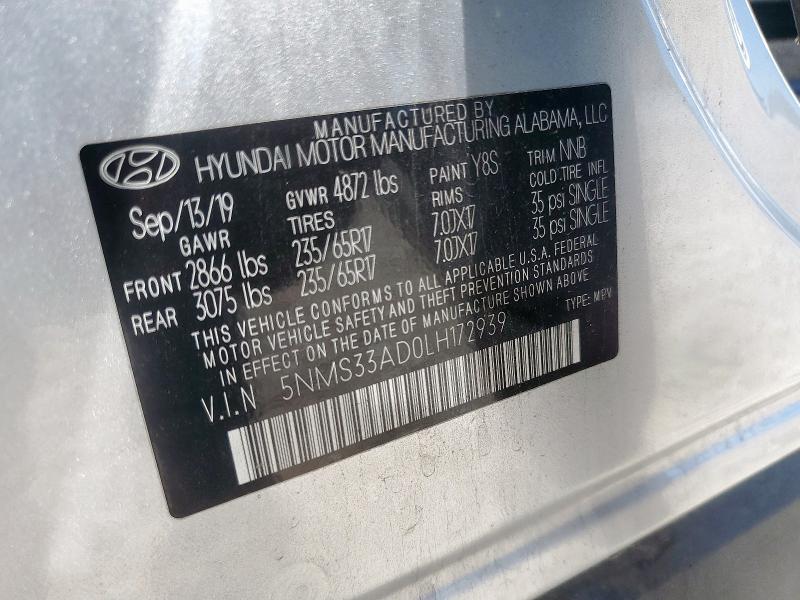 2020 HYUNDAI SANTA FE S #3304015648