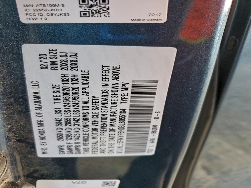 2020 HONDA PILOT ELIT #3310408021