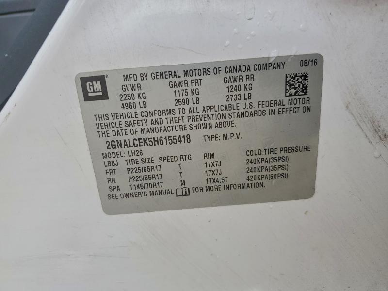 2017 CHEVROLET EQUINOX LT #3301810350