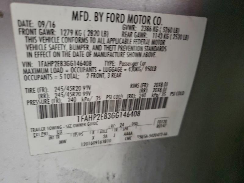 2016 FORD TAURUS SEL #3312463642