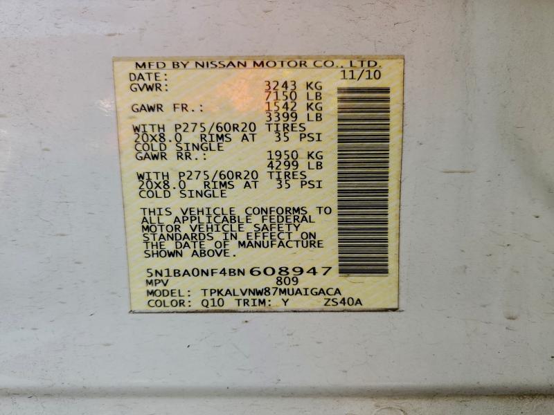 2011 NISSAN ARMADA PLA #3291596009