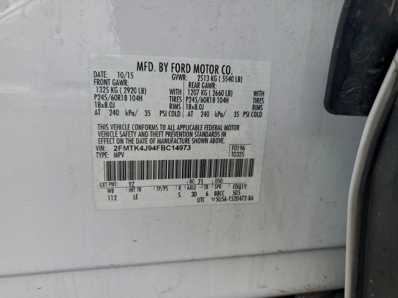 Lot #3301964447 2015 FORD EDGE SEL