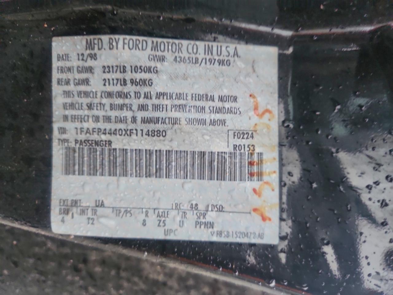 Lot #3301870974 1999 FORD MUSTANG