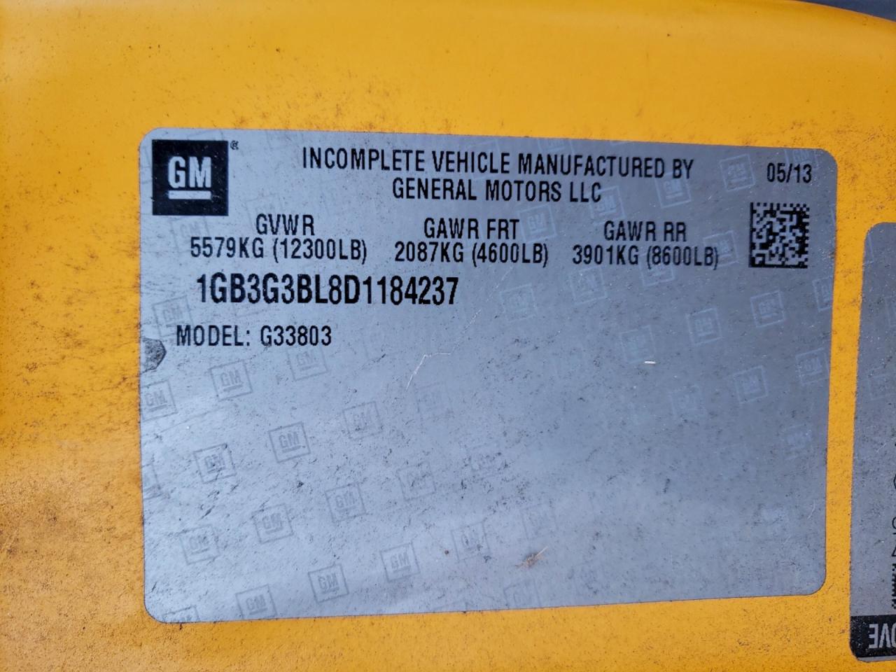 Lot #3304602495 2013 CHEVROLET BANTAM G3500