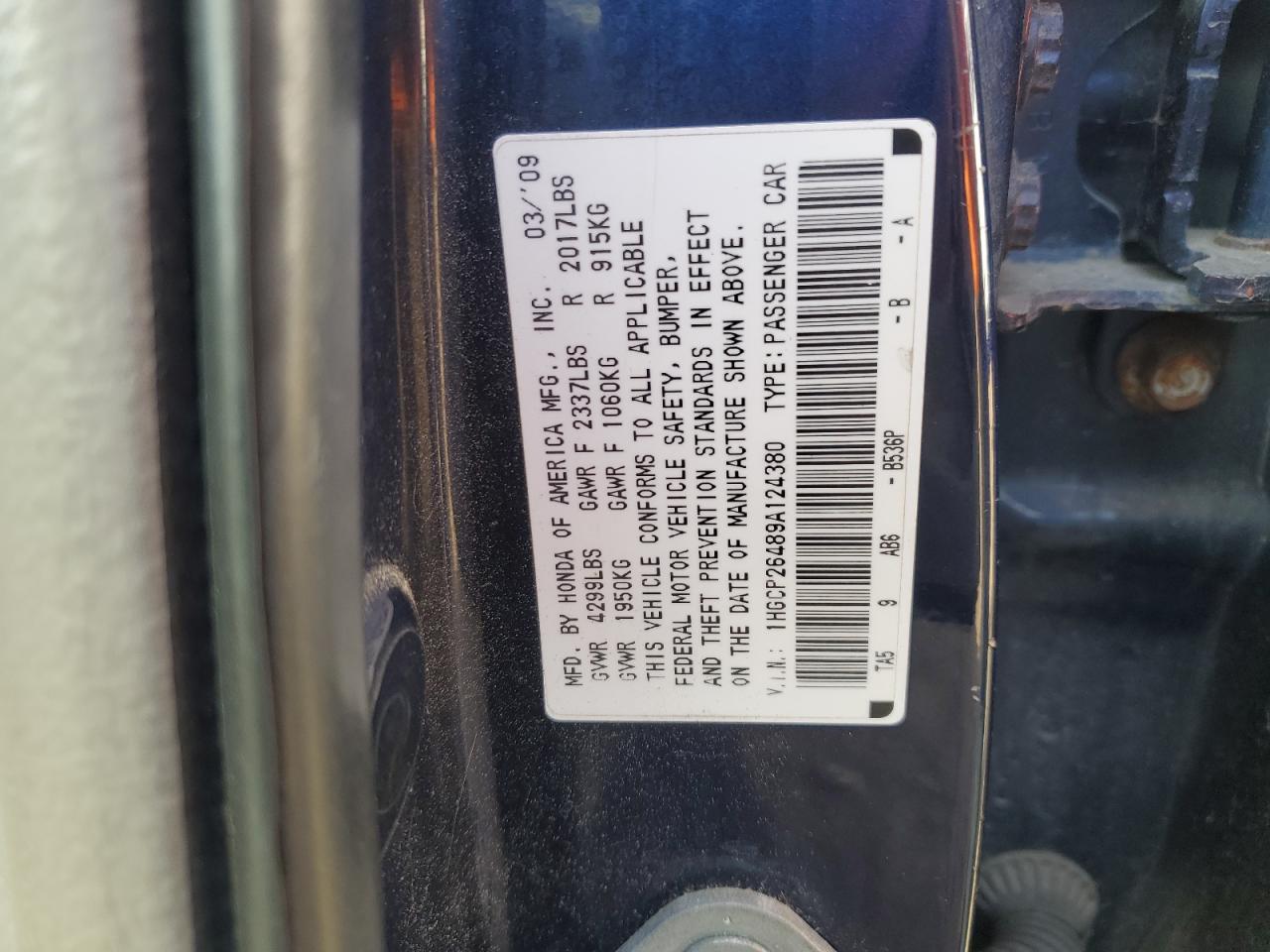 Lot #3290046265 2009 HONDA ACCORD LXP