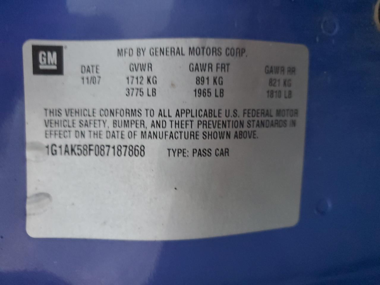 Lot #3311696247 2008 CHEVROLET COBALT LS