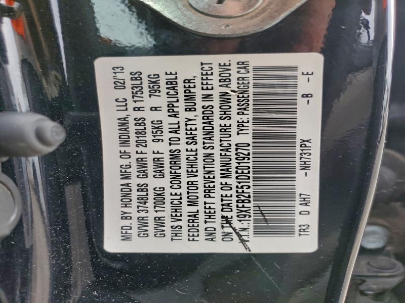 2013 HONDA CIVIC LX #3296426650