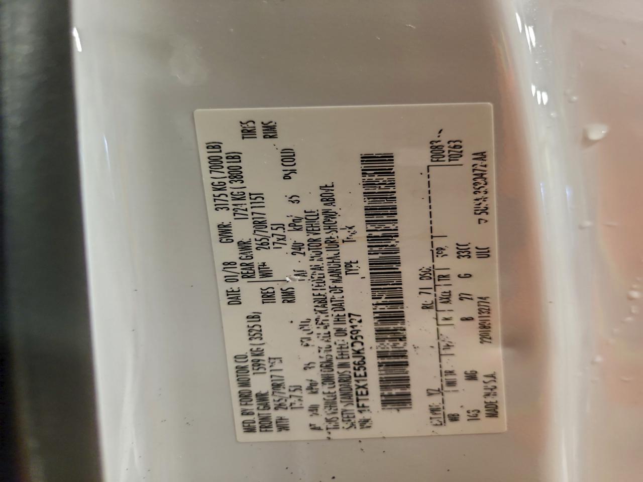 Lot #3309640122 2018 FORD F150 SUPER